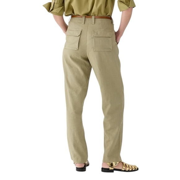 J Crew White Seaside Utility Cargo Pant Linen Blend Womens Size 14 Beach Casual - Picture 3 of 16